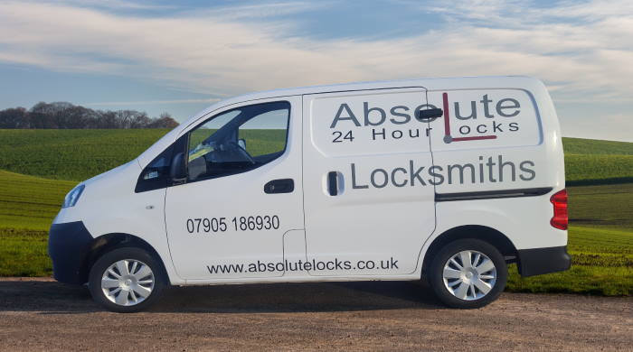 Andy's locksmith van in the Keighley countryside